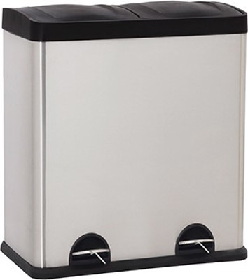 

Howards Stainless Steel 2 Compartment Pedal Bin - 60L Stainless Steel Dustbin(White, Black)