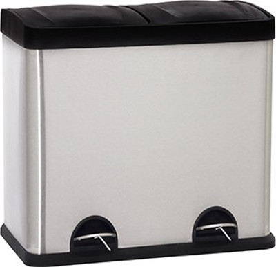 

Howards Stainless Steel 2 Compartment Pedal Bin - 48L Stainless Steel Dustbin(White, Black)