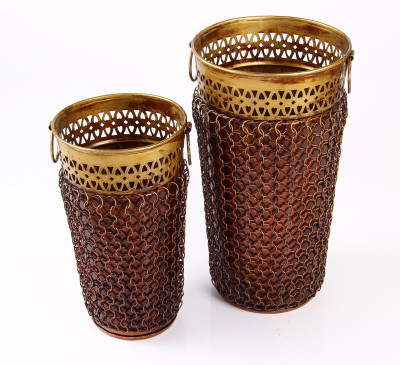 

Traje Iron Dustbin(Brown, Gold, Pack of 2)