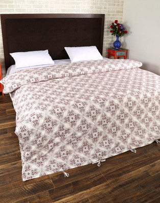 

Rajrang King Cotton Duvet Cover(White, Brown), Brown;white