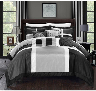 

Bella King Cotton Duvet Cover(Grey, Black, White), Black;grey;white