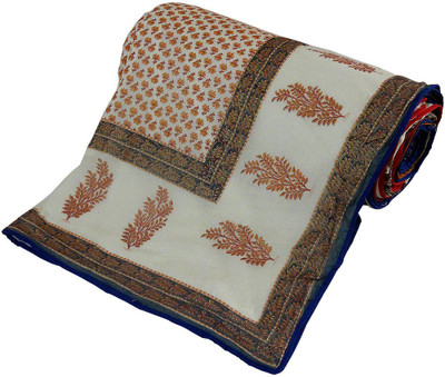 57% OFF on Little India Floral Double Duvet(Cotton, Beige)