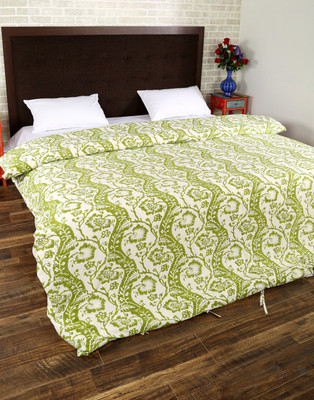 

Rajrang King Cotton Duvet Cover(White, Green), Green;white