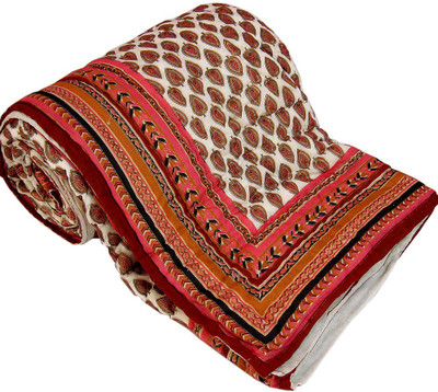 55% OFF on Little India Floral Double Comforter(Cotton, White, Red)