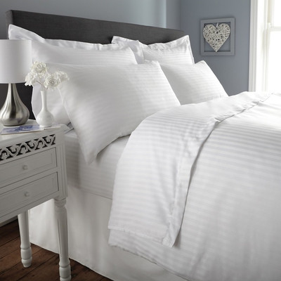 

Ahmedabad Cotton 210 TC Satin Double King Striped Bedsheet(Pack of 1, White)