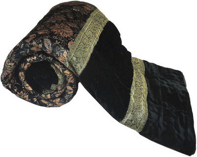 52% OFF on Little India Floral Double Quilt(Velvet, Green)