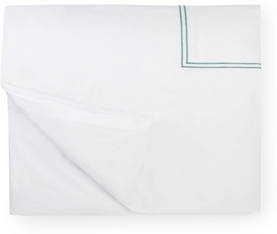 

Sferra King Cotton Duvet Cover(White, Light Green), Light green;white