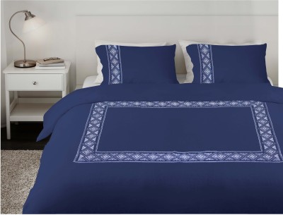Milano Home King Cotton Duvet Cover(Dark Blue, 1 Duvet Cover 2 Pillow Covers) at flipkart