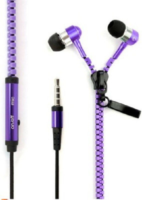 

Suroskie high quality zipper earphone Headphone(Purple, In the Ear)