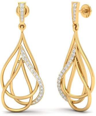 

Jewels5 Portia Yellow Gold 14kt Diamond Drop Earring(Rhodium Plated)