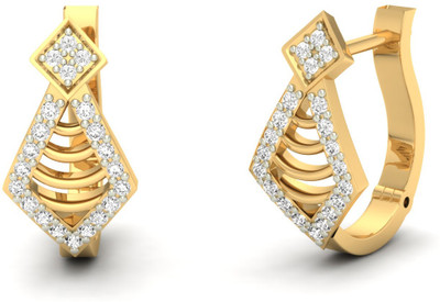 

Jewels5 Pansy Yellow Gold 18kt Diamond Huggie Earring(Rhodium Plated)