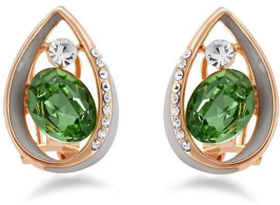 

Jazz Jewellery Partywear White Colour Kaju Shape Earring with Green Stone in Centre Alloy Drop Earring