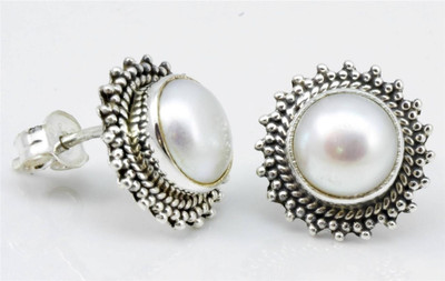 51% OFF on YugshaJewels YJE-42 Pearl Silver Stud Earring