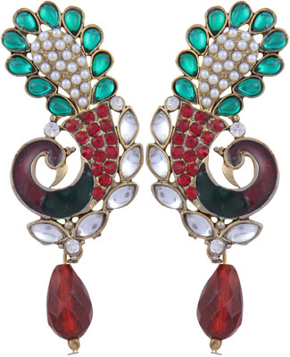 

Pink Rose Mayur Alloy Drop Earring