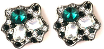 

Jazz Jewellery CZ Black White And Green A D Stone Unique Fancy Women Alloy Stud Earring