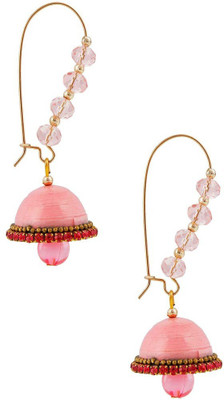 Halowishes Designer Pink Hancrafted Kidney Hook Jhumka Paper Hoop Earring available at flipkart for Rs.289