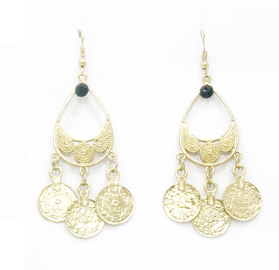 

VR Designers Golden Coins Metal, Stone Dangle Earring