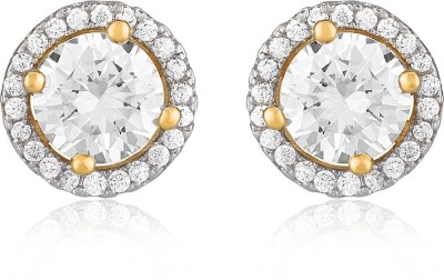 mahi Classic Round Cubic Zirconia Alloy, Brass Stud Earring