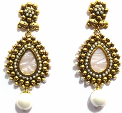 JEWELSHINGAR 7308-pe-wh-1250-a Cubic Zirconia, Zircon Brass Drops & Danglers