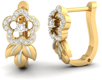 

Jewels5 Big Flower Yellow Gold 18kt Diamond Huggie Earring(Rhodium Plated)