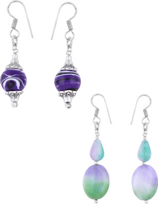 

Pearlz Ocean Elante 2.5 Inches Howlite & Dyed Quartzite Gemstone Beads Alloy Earring Set