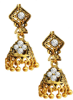 

Being Women Oxidized Gold White Stone Fashion Alloy Jhumki Earring