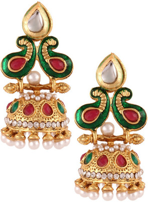 

the jewelbox Peacock Paisley Pearl Copper Jhumki Earring