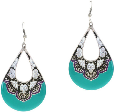 

Fabula Silver & Turquoise Enamel Traditional Ethnic Jewellery for Women, Girls & Ladies Metal Dangle Earring
