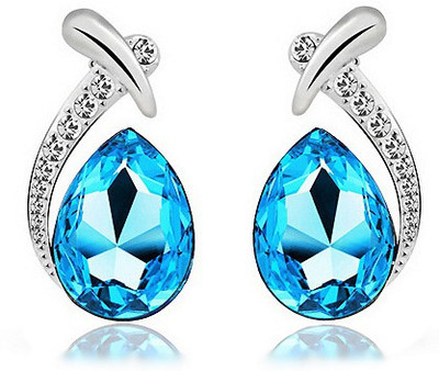 Silver Shoppee Water Droplet Cubic Zirconia, Crystal Alloy Stud Earring