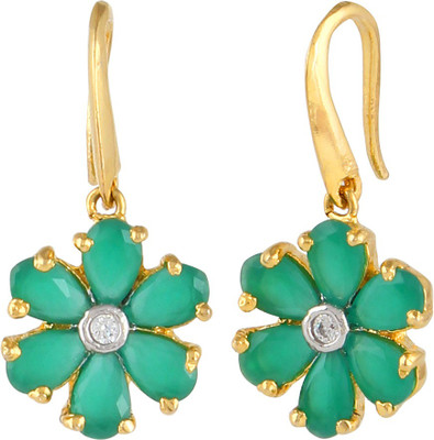 

Affinity Alluring CZ Green Stone Floral Cubic Zirconia Silver, Alloy Dangle Earring