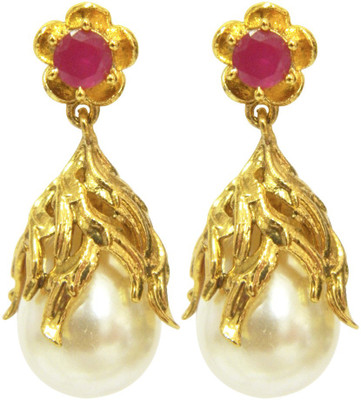 

Peora Golden Veins Pearl Copper Dangle Earring