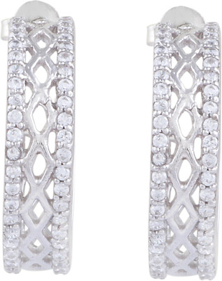 

Silver Arts SA026 Cubic Zirconia Stone, Sterling Silver Hoop Earring