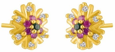 Kanak Kanak Jewels Ruby Green Cubic Zirconia Brass Stud Earring