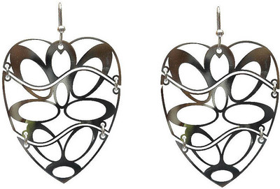 

LeCalla Laser Cut Heart Rhodium Sterling Silver Dangle Earring