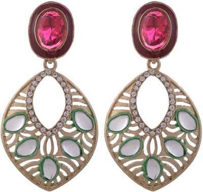 

Grandiose Meenakari and Kundan Alloy Drop Earring