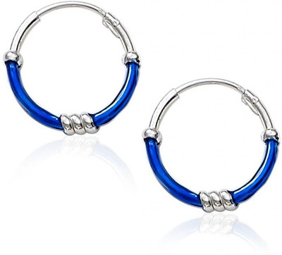 15% OFF on TARAASH Blue Enamel Sterling Silver Hoop Earring