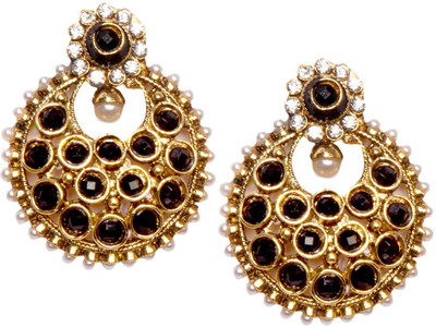 

Bezel T - 384 - Pearl Black Alloy Chandbali Earring