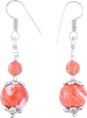 

Pearlz Ocean 2.5 Inch Orange Dyed Howlite Round Shaped Alloy Dangle Earring