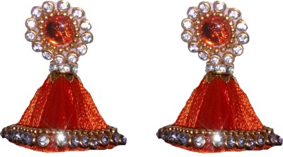 Shrungarika Fashionable Orange Silk Dori Jhumki Earring