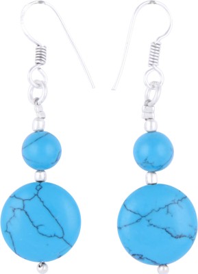 Pearlz Ocean 2.5 Inch Dyed Howlite Blue Coin Shaped Alloy Drops & Danglers
