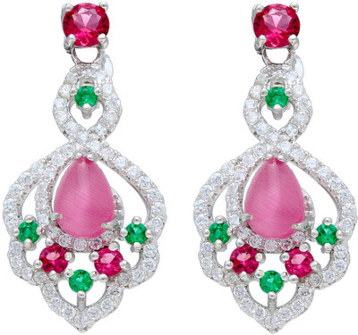 

Ijuels Love Forever Solitaire Look alike Cubic Zirconia Sterling Silver Drop Earring