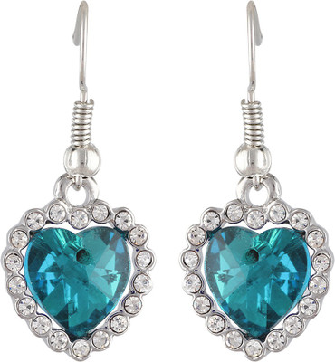 

Aaishwarya Teal Blue Heart Crystal Crystal Alloy Dangle Earring