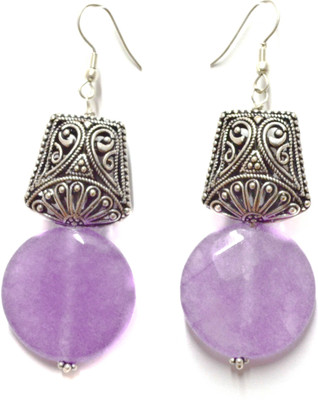 

Tangerine Semiprecious Quartz White Metal, Stone Dangle Earring