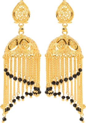 Shining Jewel 24K Chandelier Jhumki Pearl Brass Drops & Danglers