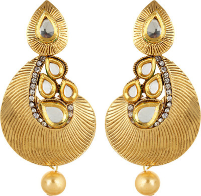 

Fabula Gold & White Kundan & Pearl Traditional Ethnic Jewellery for Women, Girls & Ladies Metal Dangle Earring