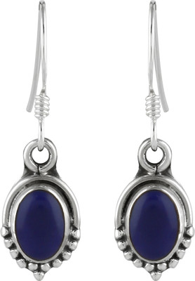 Abhooshan Precious Stone Lapis Lazuli Sterling Silver Dangle Earring