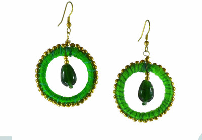 

Ba No Batwo Rangakriti Fabric, Cotton Dori, Plastic Dangle Earring