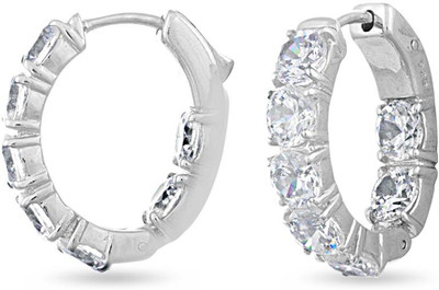 

LeCalla Solitaire Abundant Contemporary Hoop Earrings Sterling Silver Drop Earring