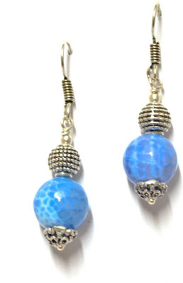 Tangerine Semiprecious Agate White Metal Dangle Earring