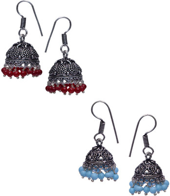 11 Girls Beautiful German Silver Jhumki Combo of 2 Pairs Alloy Earring Set